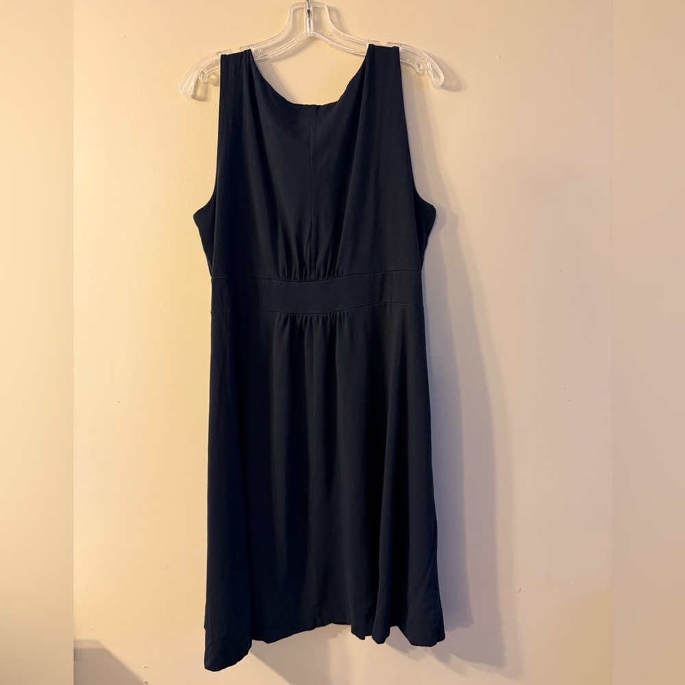 Lands' End Classic Fit and Flare Black Midi Dress - Picture 3 of 5
